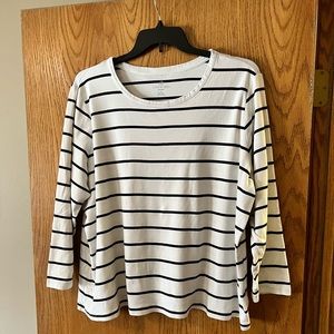Lands End Navy Striped Long Sleeve Top (sz 3x)